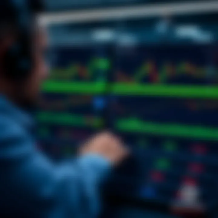 User navigating a binary options trading dashboard with charts and trading options displayed