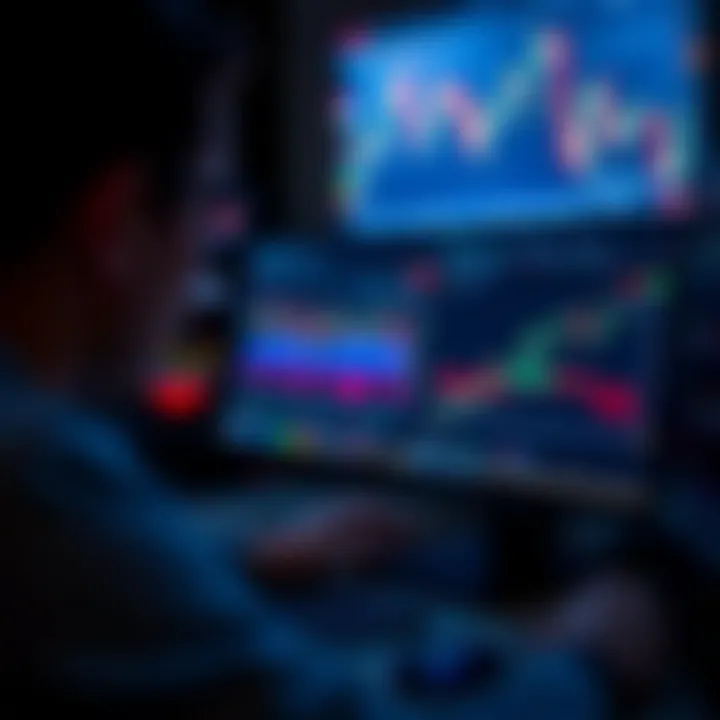 Digital interface displaying automated trading software analyzing market trends