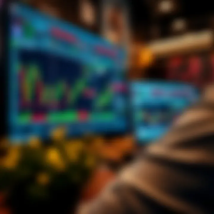 Illustration of a computer screen displaying forex trading charts and analytics for Kenyan market