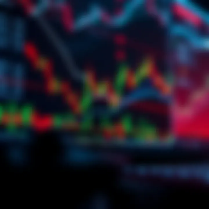 Conceptual illustration of binary trading strategy with digital graphs and risk indicators