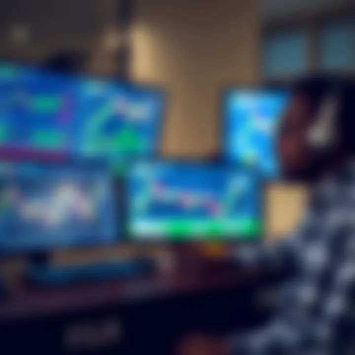 Bank employees analyzing financial charts and credit risk data on computer screens