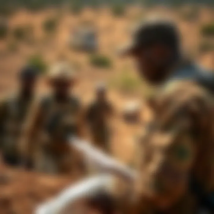 Emergency response team coordinating relief efforts after a drought in Kenya