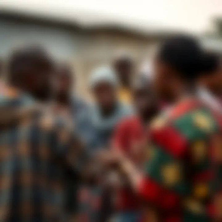 Community members collaborating during a flood awareness session in Kenya