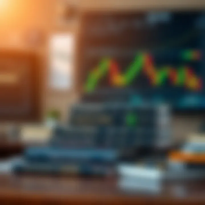 Collection of essential forex trading books on a wooden desk with financial charts in the background