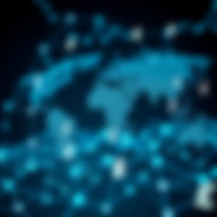 Illustration of global currency symbols interconnected on a digital network