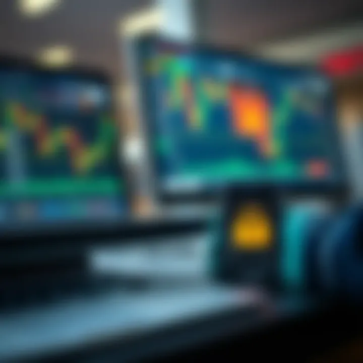 Mobile and desktop devices showing forex trading dashboard with authentication icons