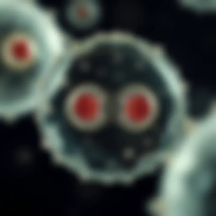 Diagram showing the division of a single cell into two identical cells through binary fission