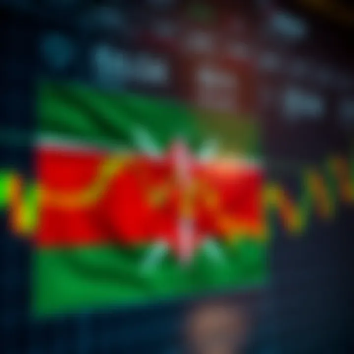 Digital chart showing cryptocurrency price fluctuations with a Kenyan flag overlay
