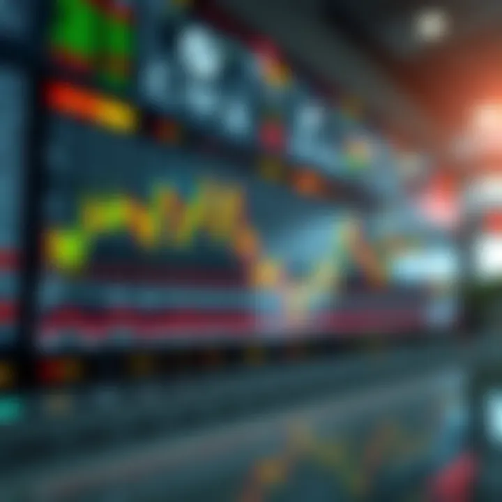 Illustration showing fluctuating currency exchange charts and global financial icons