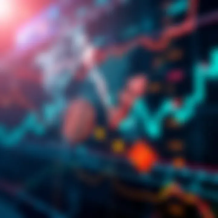Visualization of currency pairs exchanging values in forex trading with global financial symbols