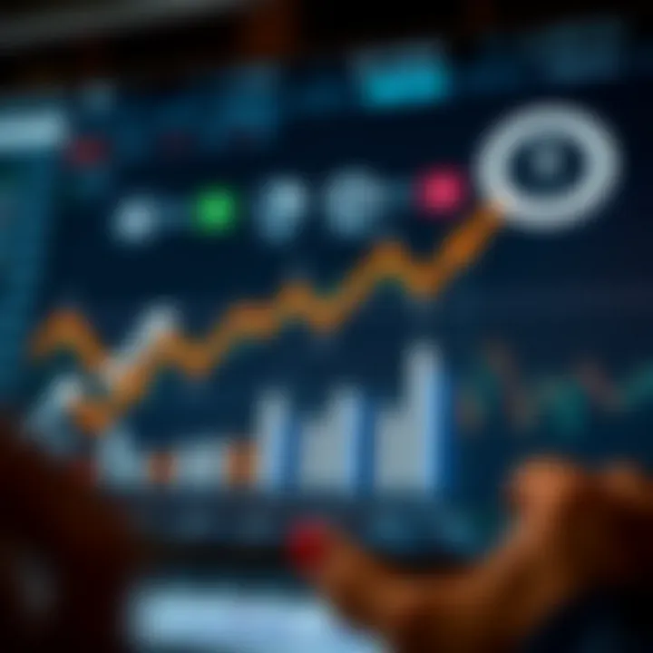 Visual representation of trading strategies with arrows, graphs, and risk management symbols