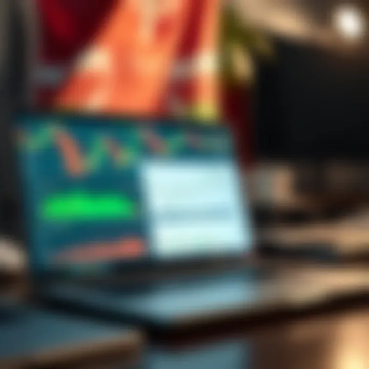 Laptop displaying forex trading platform with charts and Kenyan flag in the background