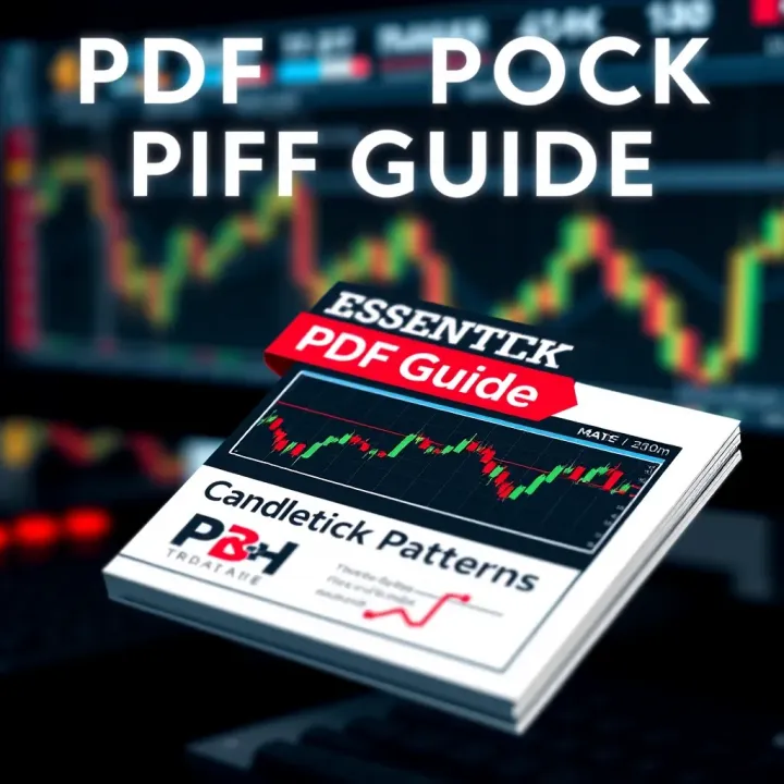 Cover page concept of a downloadable PDF guide summarizing essential candlestick patterns for traders