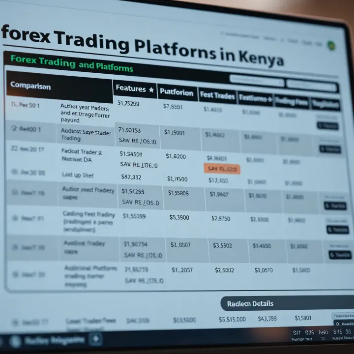 Comparison chart of forex trading platforms with features, fees, and regulation details