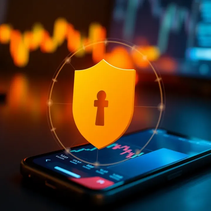 Illustration of a secure shield symbol overlaying a smartphone depicting secure and compliant forex trading