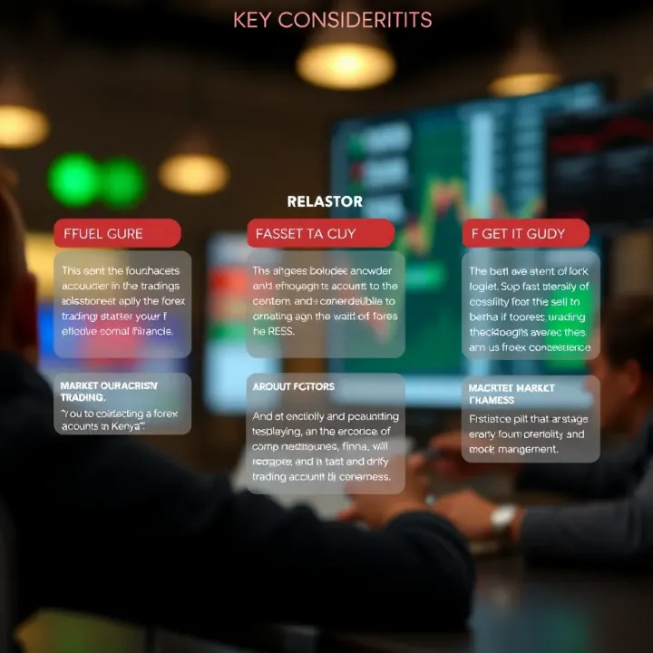 Visual guide showing essential factors to consider when selecting a forex broker in Kenya, including regulation and account management tips