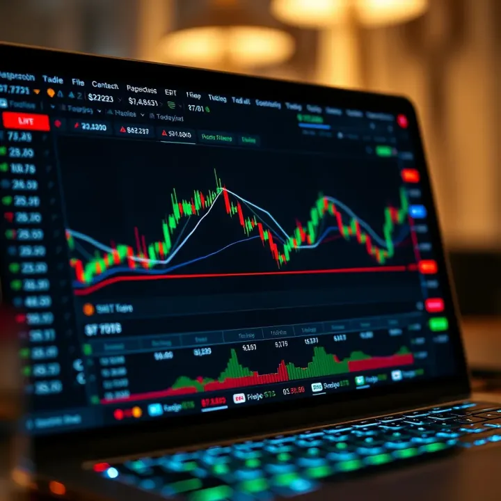 User interface of a cryptocurrency trading platform showing charts and trading options