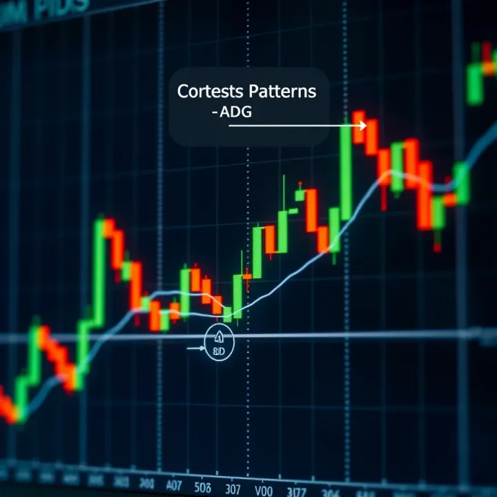 Candlestick chart displaying bullish and bearish patterns in a stock market graph