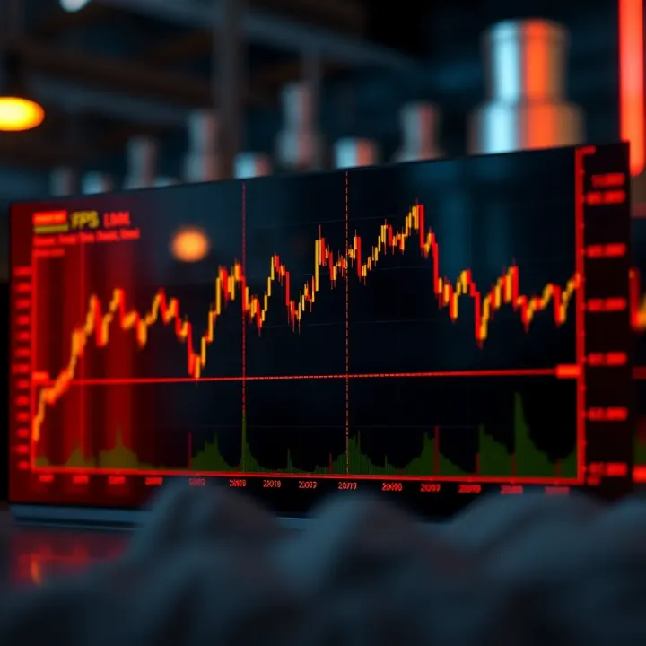 Line chart showing classic technical analysis patterns like head and shoulders and double tops