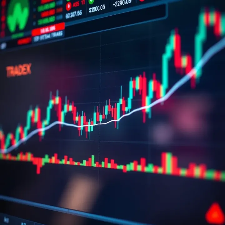 Chart displaying forex currency pairs with candlestick patterns and indicators