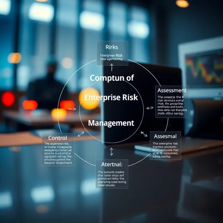 Diagram illustrating the key components of enterprise risk management including risk identification, assessment, and control