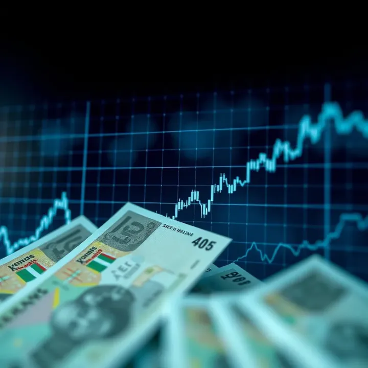 Currency exchange rate graph showing fluctuations between UAE Dirhams and Kenyan Shillings