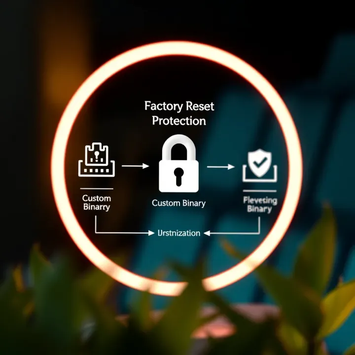 Diagram illustrating the Factory Reset Protection mechanism and how it blocks unauthorized custom binaries