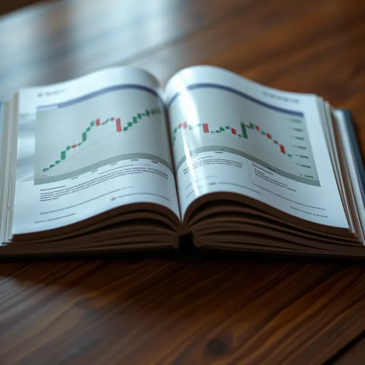 Open forex trading book with graphs and notes highlighting trading strategies and risk management
