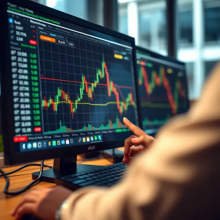 Forex trading charts displaying currency pairs and market trends on a computer screen