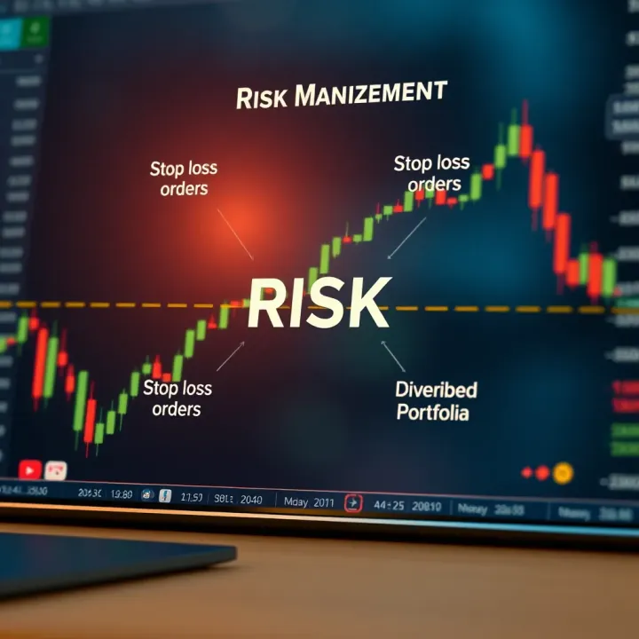 Conceptual diagram illustrating risk management techniques including stop-loss orders and diversified portfolio strategies