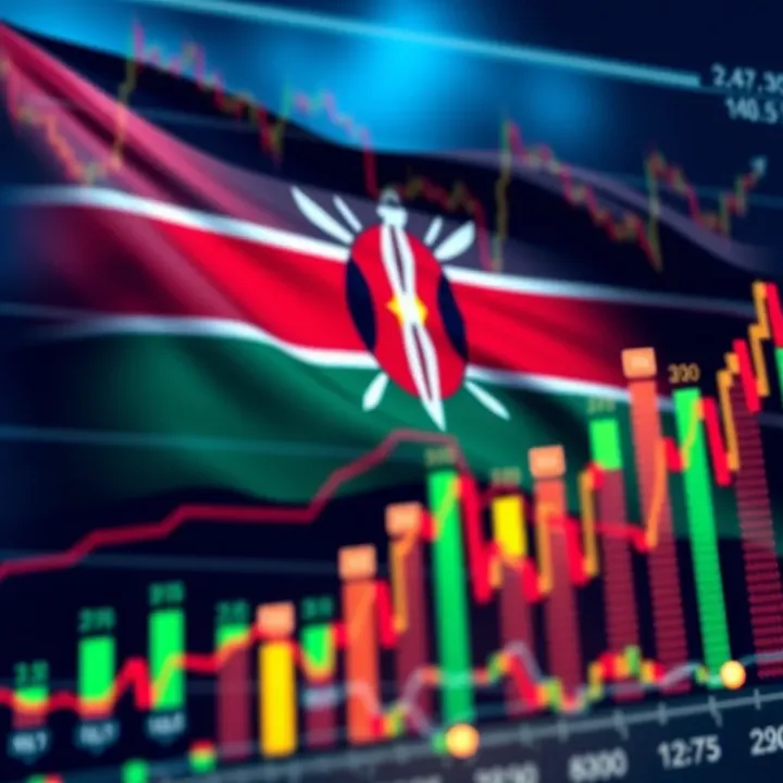 Forex Market Overview in Kenya with Currency Trends Graph showing forex market trends with currency symbols and Kenyan flag in the background