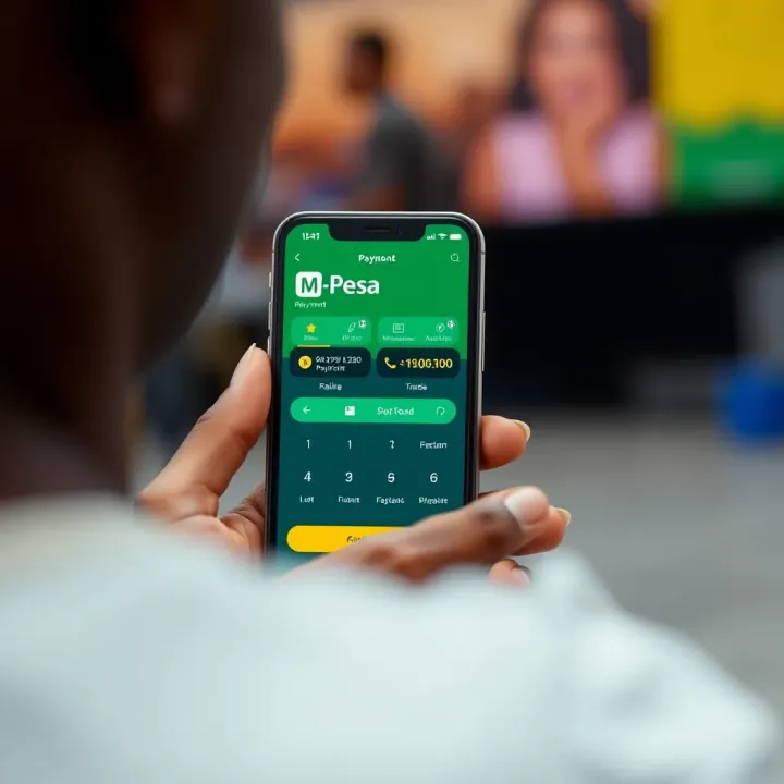 Using M-Pesa for Seamless Forex Trading Payments in Kenya Mobile phone screen displaying a secure M-Pesa payment interface for forex transactions