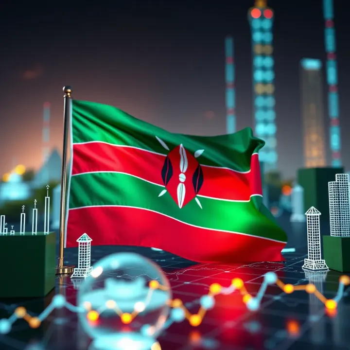 Illustration of a Kenyan flag alongside digital financial icons representing forex trading and regulation