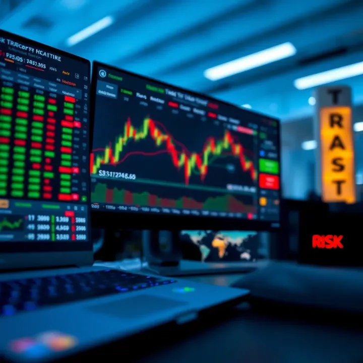 Illustration of a secure online trading platform displaying risk management tools
