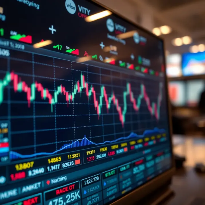 Graph displaying currency exchange rate fluctuations on a digital trading platform