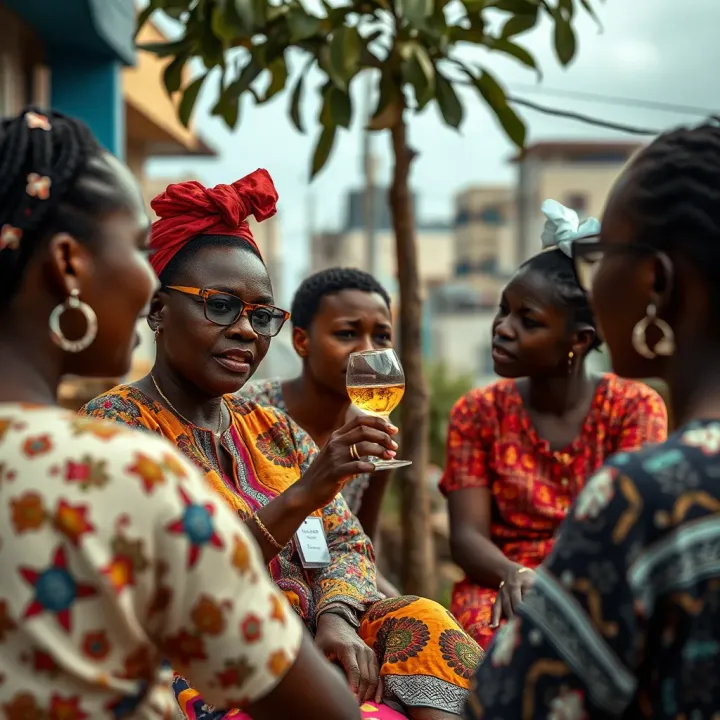 Exploring Gender Inclusivity in Kenyan Society Community discussion in a vibrant Kenyan urban setting focusing on gender inclusivity and acceptance