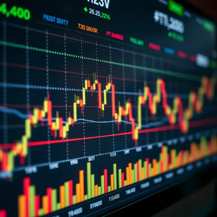 Graph displaying currency exchange rate fluctuations on a digital trading platform