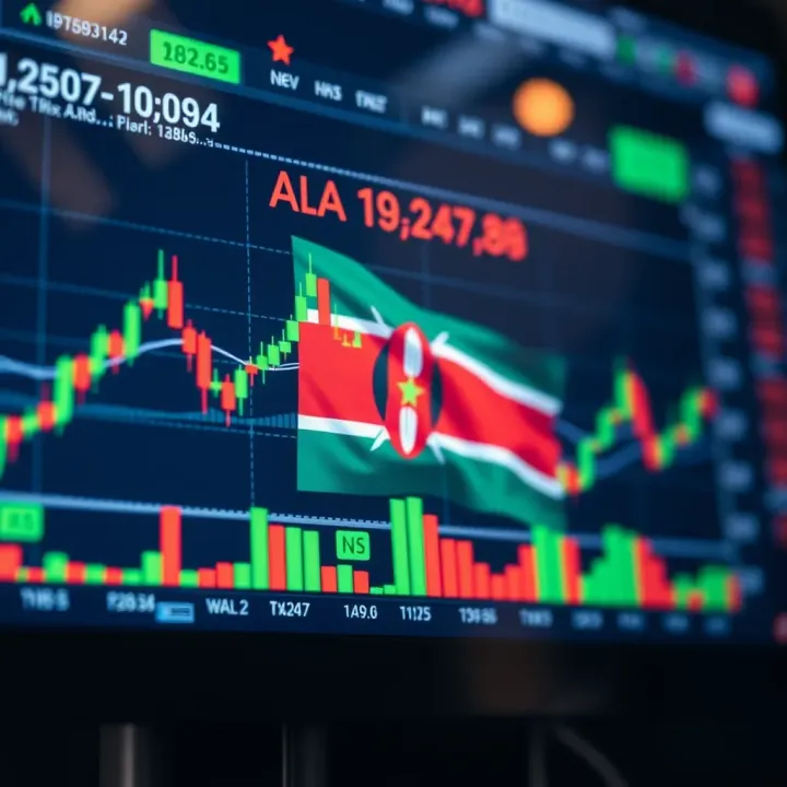 Digital chart showing forex market trends with Kenyan flag