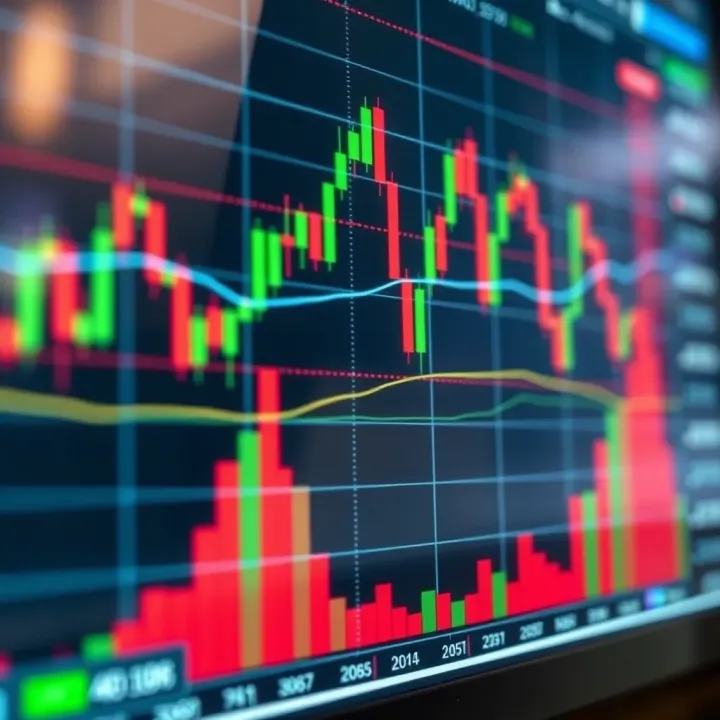 Chart showing currency pair fluctuations with indicators for forex trading strategy