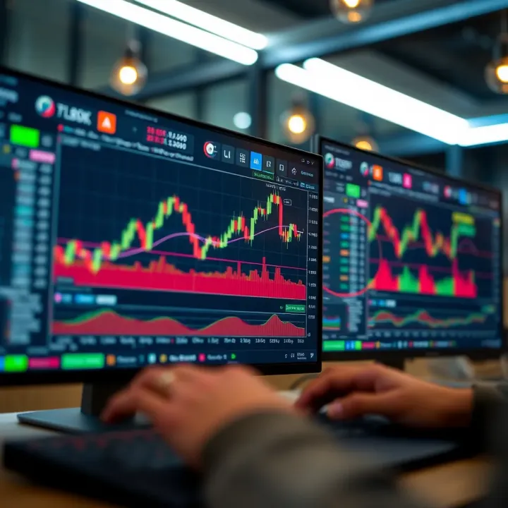 TradingView interface displaying live binary options charts integrated on a trading platform