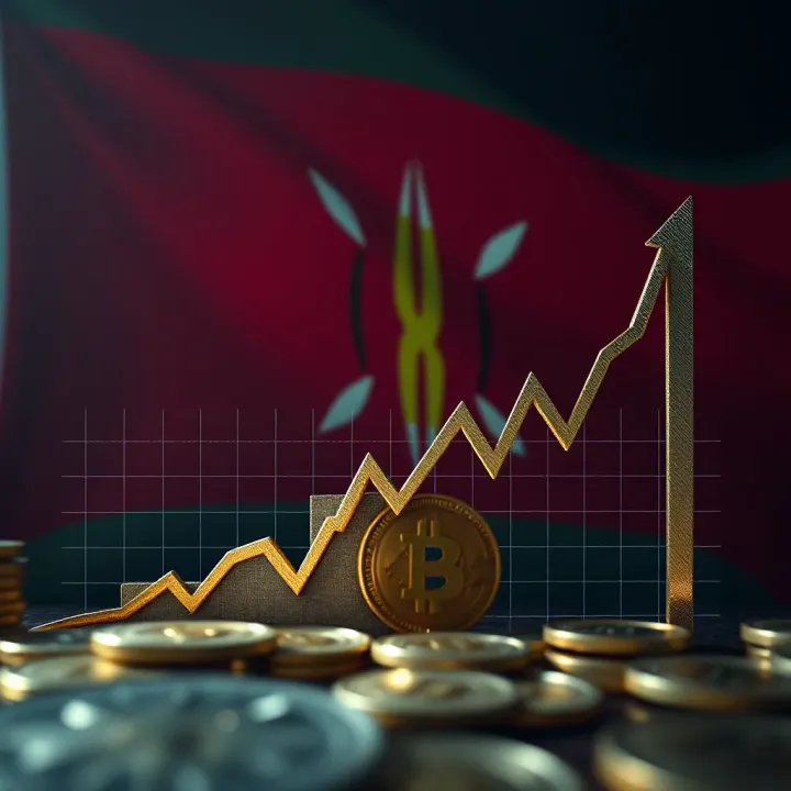 Graph showing upward trend with Kenyan flag in background symbolizing market growth