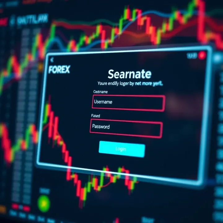 Secure login interface displaying username and password fields on a forex trading platform