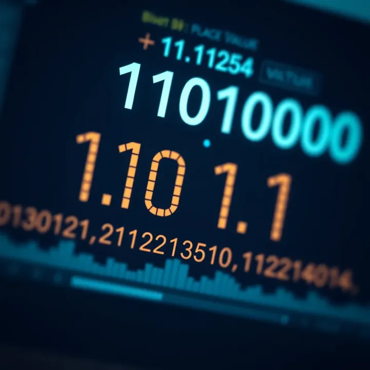 Diagram illustrating binary digits with corresponding decimal values showing place values