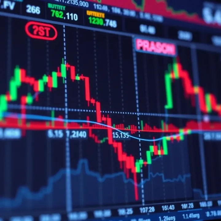 Forex trading chart displaying currency pairs and market trends