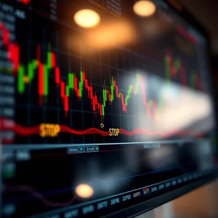 Graph showing forex trading with highlighted position sizing and stop-loss points