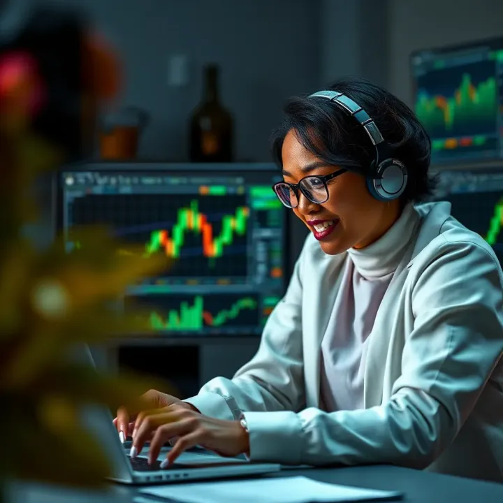 Professional analyzing financial charts and data in an office setting