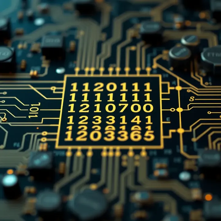 Diagram showing binary arithmetic operations with digital circuits and logic gates