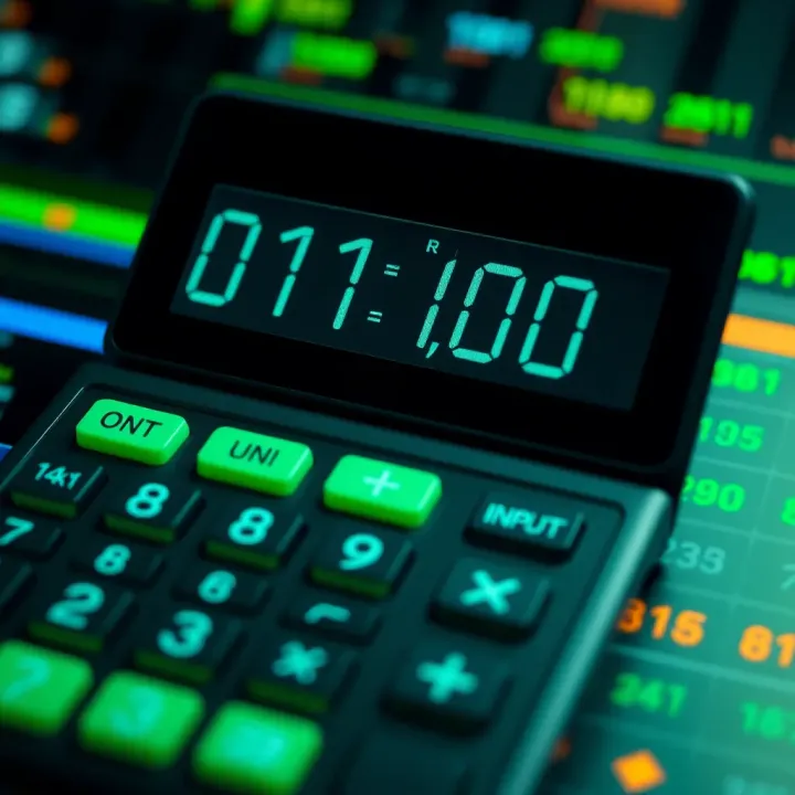 Visual representation of a digital binary calculator interface displaying binary input and output
