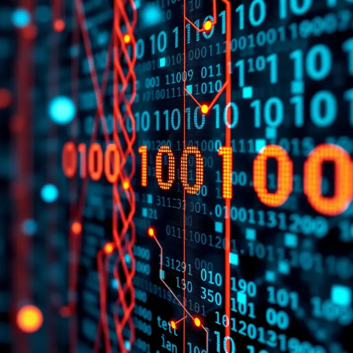 Binary Code in Digital Communication Conceptual illustration showing binary code powering digital communication systems