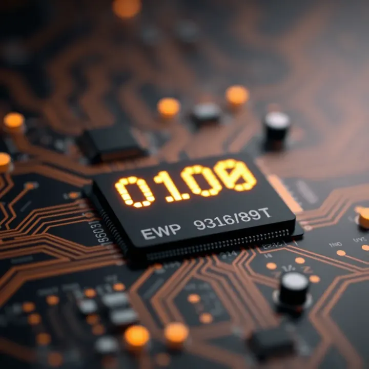Binary Digits Enabling Digital Communication and Computer Architecture Illustration of a circuit board highlighting the role of binary digits in digital communication